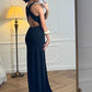 Irregular Hollow Cross Knot Maxi Dress Women Sexy Backless Skinny High Splits Midnight Prom Party Elegant Outfits