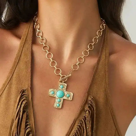 Vintage Large Jesus Cross Pendant Choker Necklace for Women New Trend Punk Metal Chunky Chain Neck Jewelry Accessories