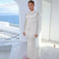 Mesh Patchwork Long Sleeve Maxi Dress White Elegant Dresses for Woman for Party Evening Gown Fall Winter 2025