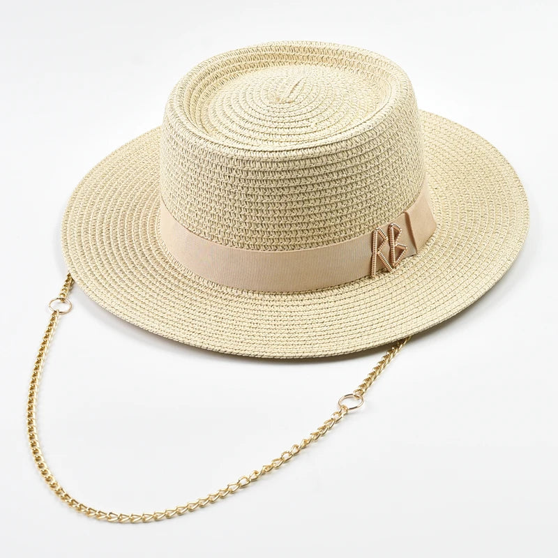 Straw Hats for Women Ribbon Decoration Elegant Ladies Party Dress Hats Travel Beach Sun Hat Chapeau Femme