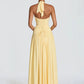 Women Halter Sexy Maxi Dress Deep V Neck Pleated Backless High Split Evening Party Dress Elegant Beach Long Dresses