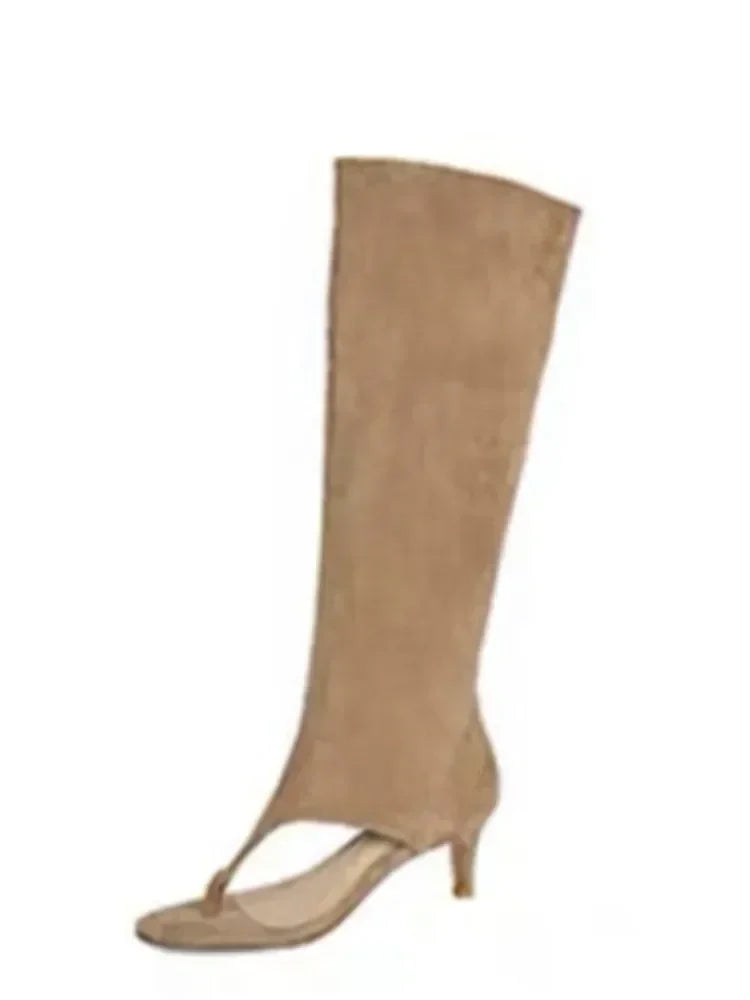 New European and American Fish Mouth Clip Toe Mid Boot, Fashionable Thin High Heel Side Zipper Women's High Tube Cool Boot