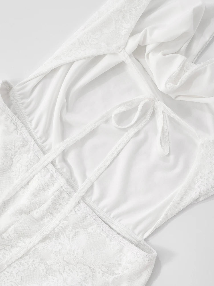 Swing Collar Jacquard Playsuit Women Lace-Up Backless Halter Skinny Sexy Midnight Summer Trend Classic Simple Romper