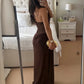 One Shoulder Lace See Through Sexy Maxi Dress Women Gown Fashion Off-shoulder Sleeveless Backless Club Long Dresses