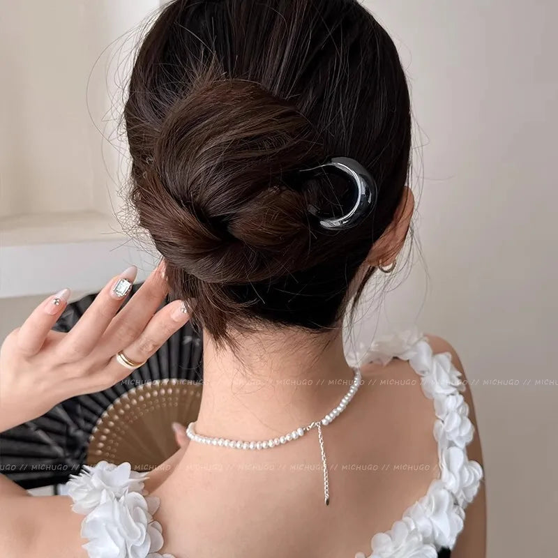U-Shaped Hair Fork Fashion Tortoiseshell Acetate Hairpin Women Geometric Headwear Hair Sticks Girls New Hair Clips Accessories