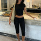 Fashion Classic 2 Piece Set Women Trend Simple O-Neck Short Sleeve Crop T-Shirt+Capri Pants Chic Sport Street Suits