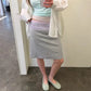 Low Waist Lace Trim Midi Skirt Women Casual Solid/Striped Bodycon Skirt Y2K Streetwear Fashion Mid-Length Pencil Skirt