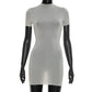 Sexy See Through Dress Women Y2K Summer O-Neck Short Sleeves Skinny Peach Hip Solid Elastic Clubwear midnight Bodycon