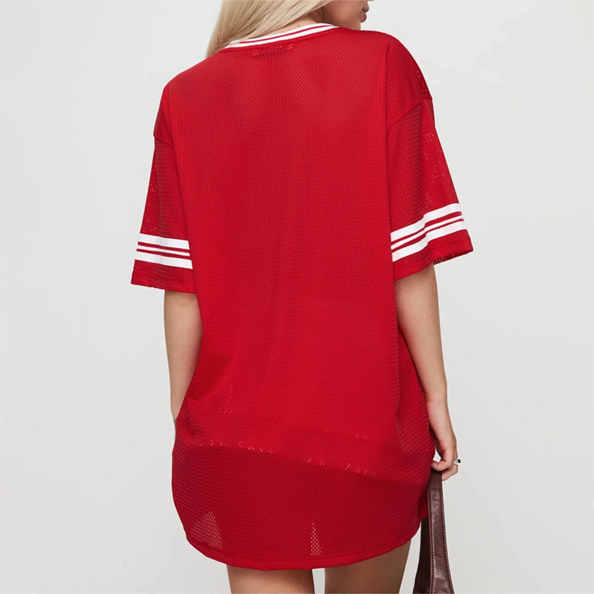 Oversized Jersey Shirts for Women Number Graphic Baggy Tees 90s V Neck Half Sleeve T-Shirts Streetwear Clothes