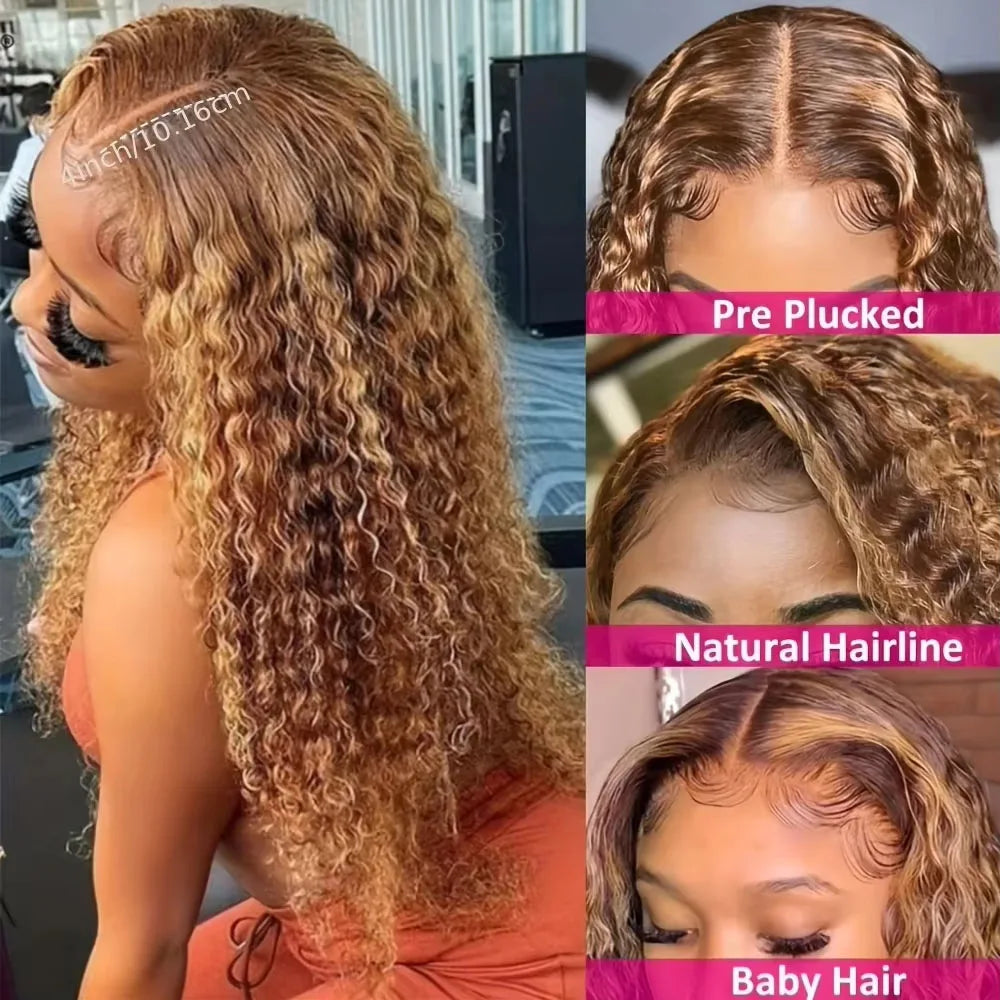 Highlight 13x4 5x5 HD Lace Frontal Deep Wave Water Curly Glueless Reusable Remy Human Hair Wig