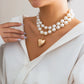 2Pcs Elegant Goth Imitation Pearl Beads Chain Necklace for Women Vintage Love Heart Pendant Choker Y2K Jewelry Wed Accessories
