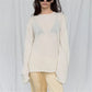 French Minimalist Sheer Knit Blouse Women Crew Neck Long Sleeve See Through Loose Winter Fall Basic Casual Knitwear Top