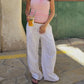Women Summer Linen Wide Leg Pants Elastic Drawstring Waist Loose Flowy Trouser With Pockets Beach Vacation Palazzo Pants