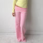 Y2K Fold Over Wide Leg Pants Preppy Women Striped Patchwork Low Waist Trousers Female Casual Lounge Yoga Sweatpants