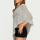 Women's Knit Vacation Beach Cover-Ups Summer Casual Loose Fit Stylish Solid Color Irregular Hem Boat Neck Shawl Tops