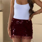 Tassels Sequins Mini Skirt Sexy Women Bodycon A-line Mini Skirt Summer Glitter Lady Party Club Dress Y2K Streetwear