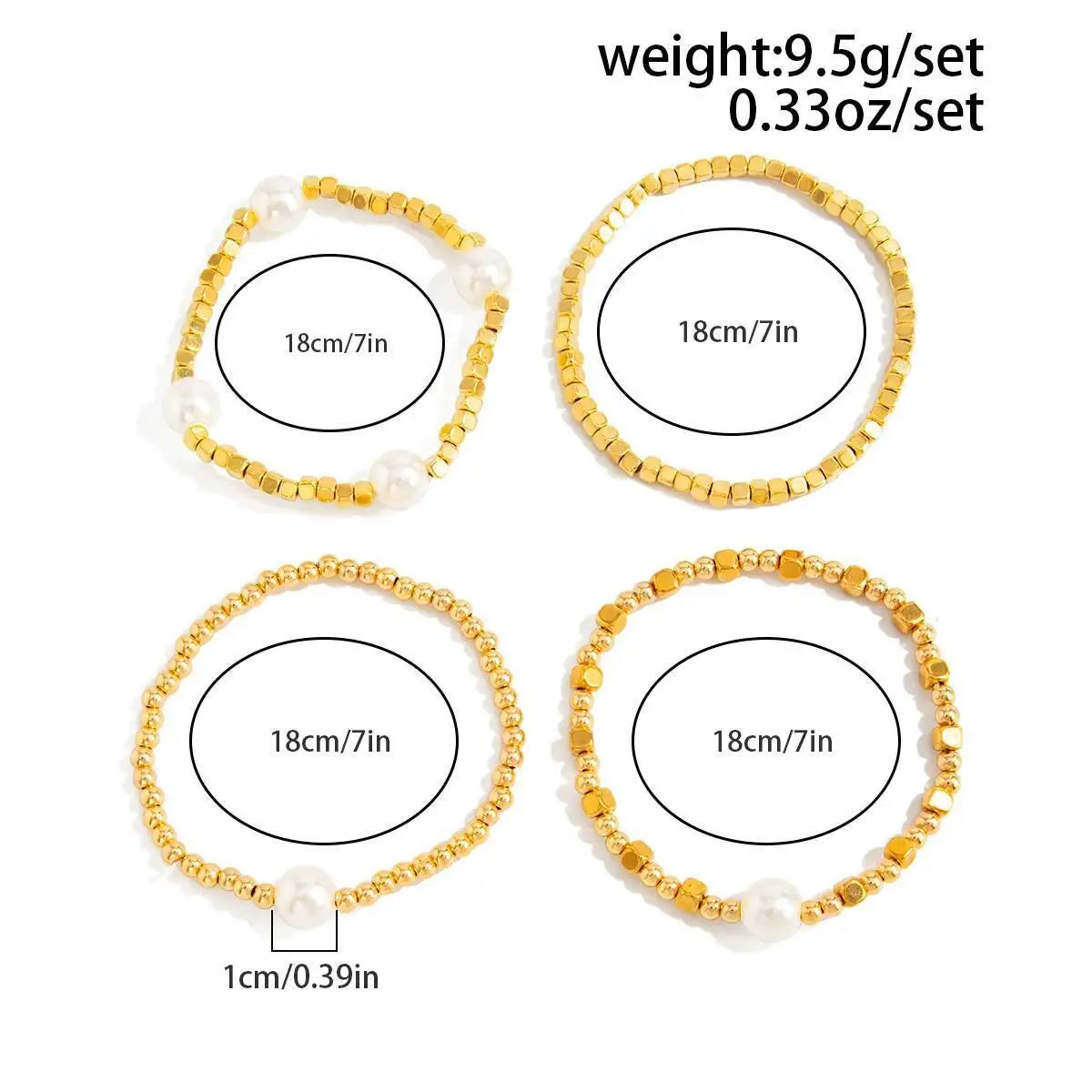 4 Pcs/Set Vintage Imitation Pearl CCB Beaded Bracelets for Women Stylish Boho Charm Bracelet Party Banquet Jewelry Gifts