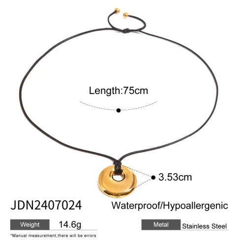 Trendy Stainless Steel Waterproof Irregular Geometric Metal Wax Rope Necklace Gold Silver For Women Jewelry Gift