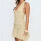 Y2K Polka Dot Halter Neck Mini Dress Backless Flowy Ruffle Hem Sleeveless Bodycon Dress Women Summer Vacation Outfit