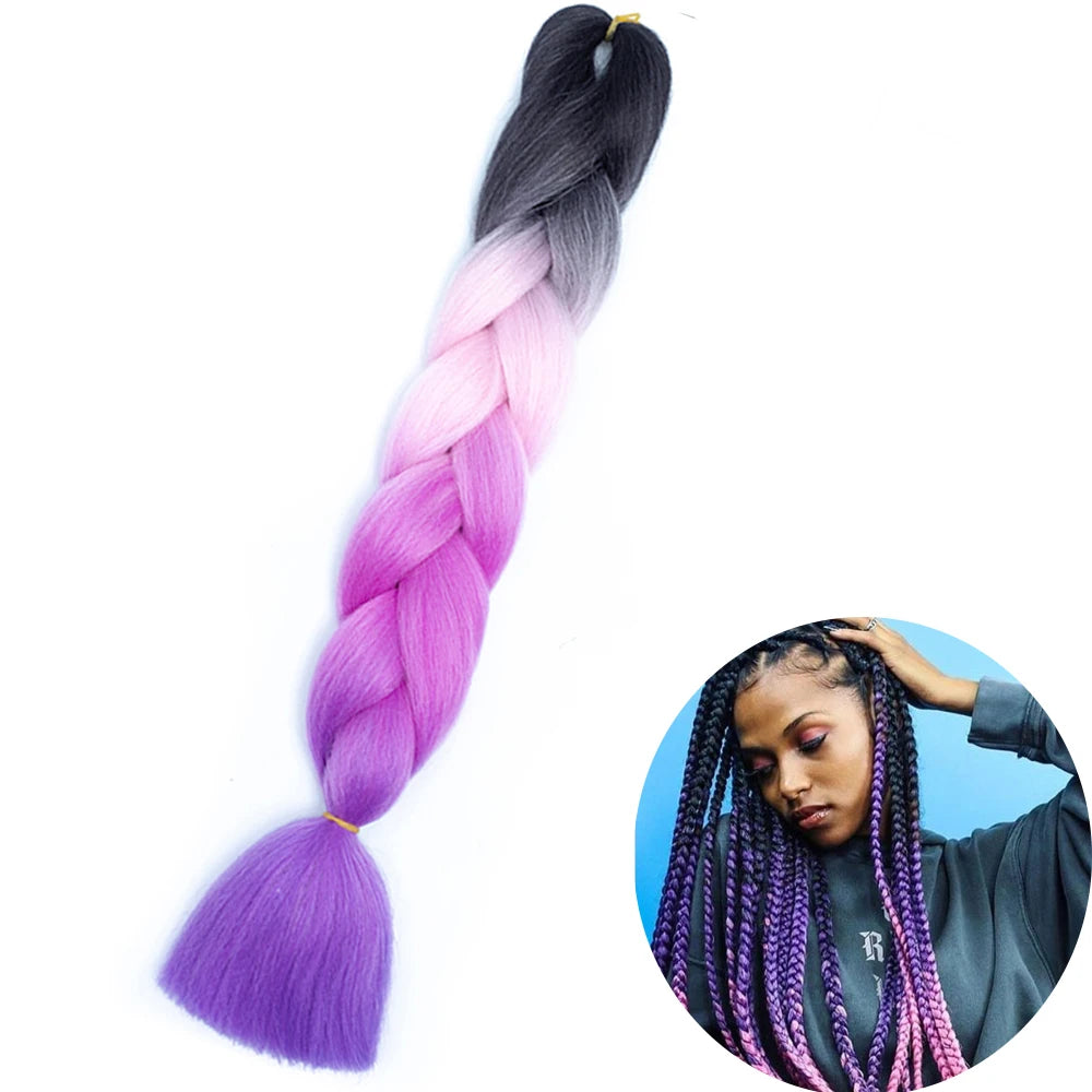 Synthetic Jumbo Braiding Hair Extension 24 Inch Heat Resistant Fiber In Bulk Ombre Jumbo Braids Hair For Black Women