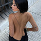 Sexy Cross Backless Dress Women Trend Metal Cube Sleeveless Low-Neck Coquette Midnight Party Club Stretch Vestidos