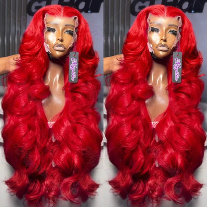 30 38 Inch Hot Red 13x6 Hd Lace Frontal Wigs Human Hair Wig Brazilian Red Colored Body Wave 13x4 Lace Front Wig For Black Women