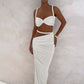 2 Piece Set Twisted Hollowed Out Crop Top and Long Skirt Vacation Outfits Women Summer Beach Party Dress