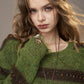 Cute Casual Knit Color Accent V Neck Loose Cardigan Sweater for Women