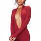 Deep v-Neck Playsuit Women Full Sleeve Skinny Elasticity Sexy Midnight Hottie Autumn New Trend Wild Simple Outfit