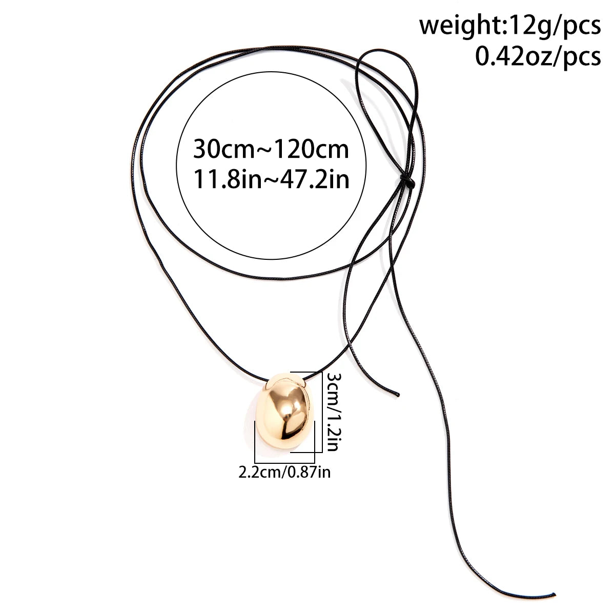 Goth Elegant Big Bean Pendant Choker Necklace for Women Collares Wed Bridal Knotted Bowknot Adjustable Rope Chain Y2K Jewelry