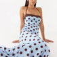 Polka Dot Backless Sexy Maxi Dress Women Elegant Halter Off-shoulder Sleeveless Bodycon Club Party Long Dress Female