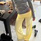 Women Wide Leg Pants Solid Fold Over Waist Casual Trousers Spring Fall Straight Leg Sweatpants Bottoms Y2K Streetwear