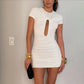 Cut Out Backless Ruched Mini Dress Sexy White Bodycon Dresses Woman 2026 Summer Clothes