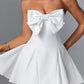 Bow Strapless Backless Sexy Mini Dress For Women Robe Fashion Solid Off-shoulder Sleeveless A-line Club Dress Vestido
