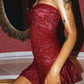 Lace Off-shoulder Backless Sexy Mini Dress For Women Fashion Strapless Sleeveless Ruffled Bodycon Club Dress Elegant