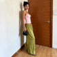 Cute Coords Set for Woman 2 Piece Set Outfit Pink Camisole and Green Wide Leg Pants Y2k Clothes