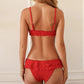 Women's Summer Bikini Set Fashionable Ruffle Spaghetti Strap Bra with Tiered Thong 2Pcs Bathing Suit