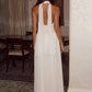 White Lace Halter Maxi Dress For Women Elegant High Neck Long Dress 2026 Summer Sleeveless Pleated Party Evening Gown