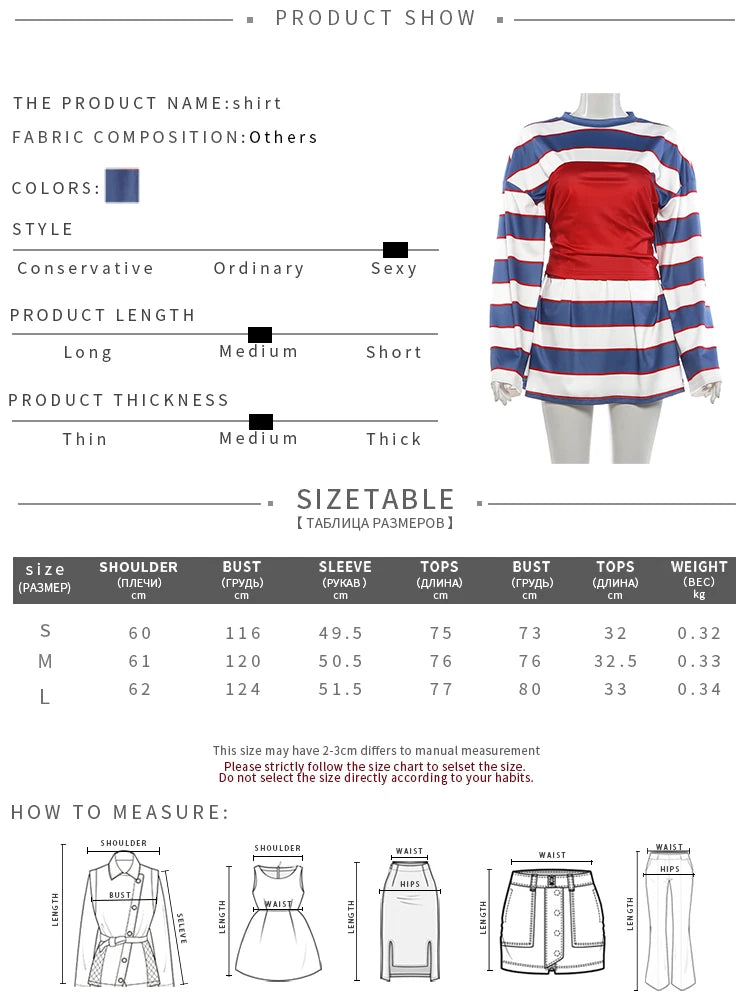 Trend Tops 2 Piece Set Women Fashion Simple Waist-Cinching Vest+Striped Print Full Sleeve T-Shirts Chic Street Tess