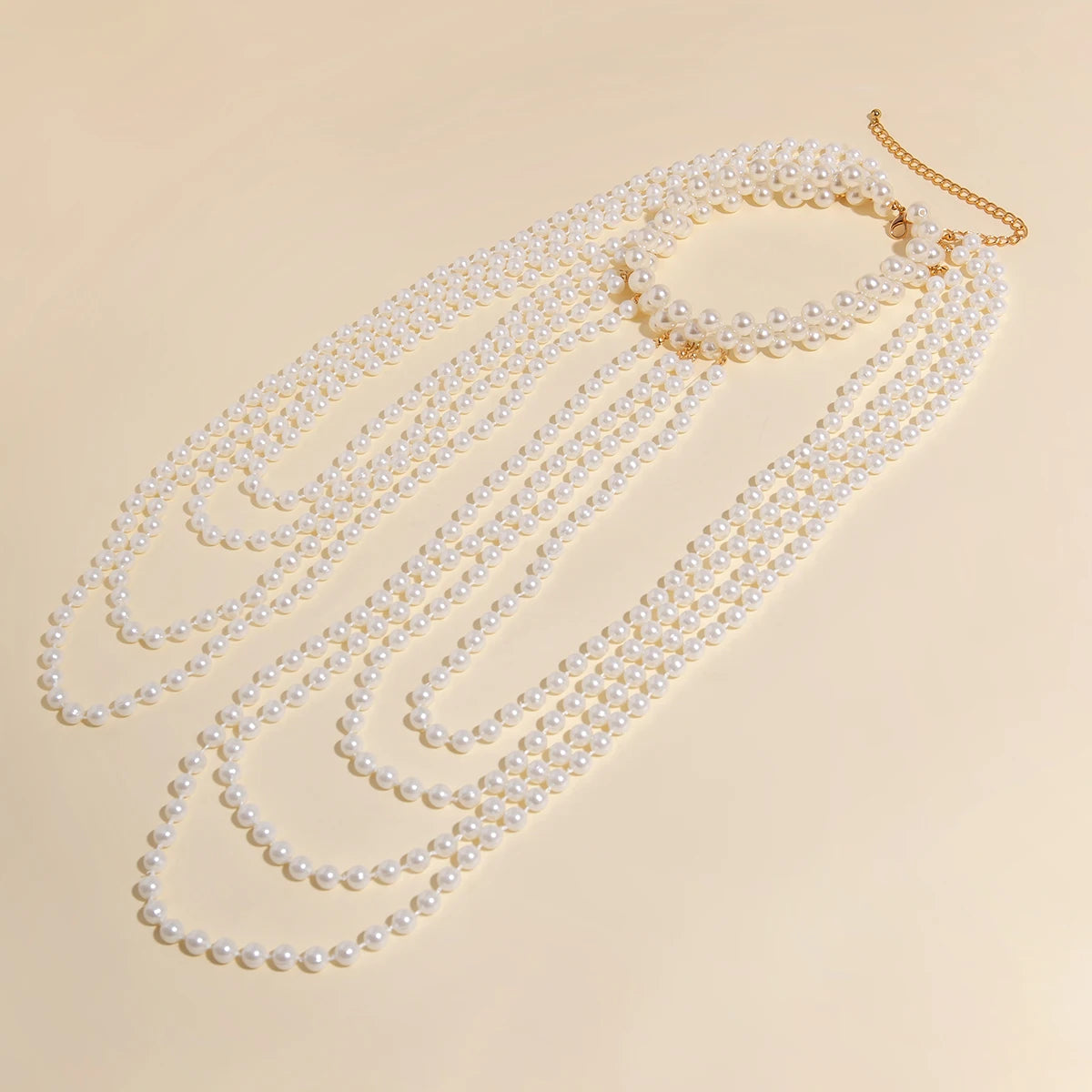 Bridal Tassel Imitation Pearl Shoulder Chain Necklace for Women Elegant Shawl Wedding Jewelry Accessories