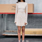Women Polka Dot Mini Dress Long Flare Sleeve Round Neck Mesh Ruched Waist Pleated A‑Line Short Party Casual Dresses
