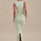 Deep V Neck Sleeveless Sexy Maxi Dress Women Elegant Ruched Bodycon Back Split Club Party Long Dress Female Clubwear