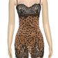 Lace Leopard Print Sexy Mini Dress For Women Fashion Patchwork Sleeveless Backless Beach Club Party Dresses Female