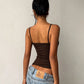 Metal Buckle Decoration Tank Tops Woman Summer Trend Off Shoulder Backless Shape Waist Look Slimmer Camisole Tops