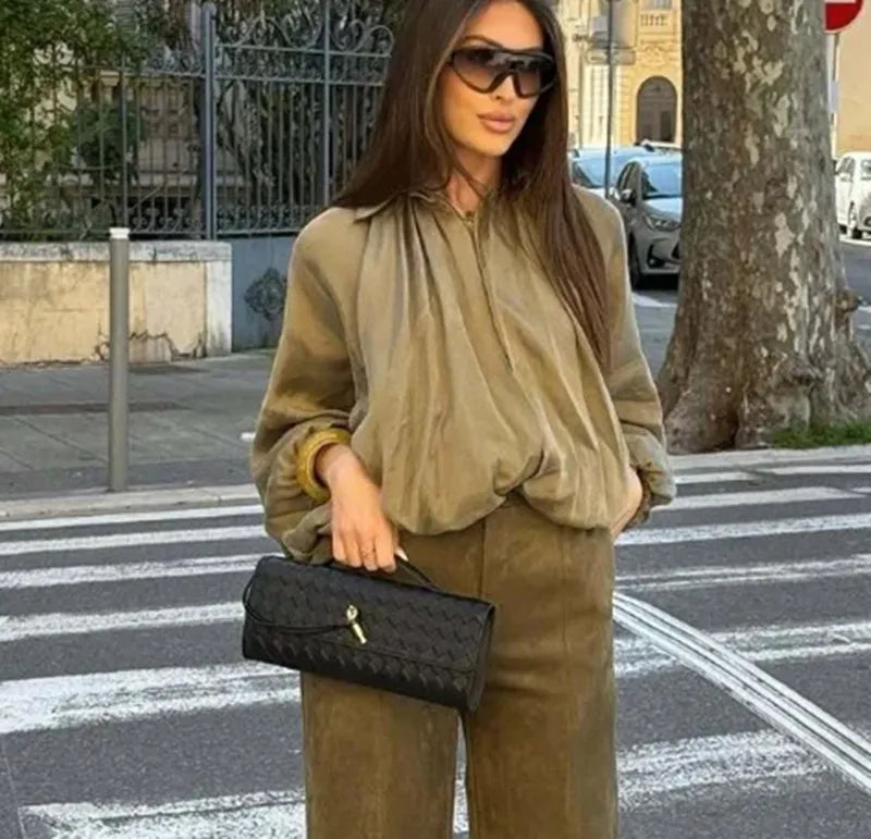 Oversized Jackets Top For Women Fashion Loose Long Sleeve Patchwork Pleated Lapel Cardigan Tops Casual Coats Fall