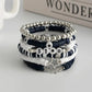 6Pcs Trend Creative Black White Soft Ceramic Acrylic Bead Bracelet Set Versatile Letter Bracelet on Hand Accessory Jewelry
