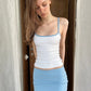Sexy Simple 2 Piece Set Women Fashion Line Patchwork Low-Neck Sleeveless Tank Top+Peach Hip Skirt Trend Street Suits