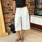 Y2K Vintage White Cargo Capri Jeans Women Loose Wide Leg Drawstring Waist Streetwear Hip Hop Casual Cropped Denim Pants
