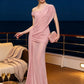 Irregular Collar Maxi Dress Women See Through Hem Folds Tassel  Skinny Birthday Party Summer Fashion Classic Vestidos