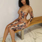 Snake Print 3 Piece Set Women Sexy Hottie Tank Top+Arm Sleeve+Capri Pants Fashion Midnight Street Party Club Suits